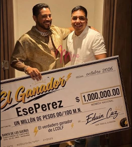 “El verdadero ganador”: Eduin Caz sorprende a Ese Pérez con un cheque de 1 millón de pesos tras la final de La Casa de los Famosos